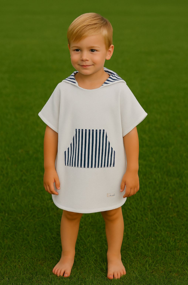 Poncho Toalla Azul Talla 4-8 años