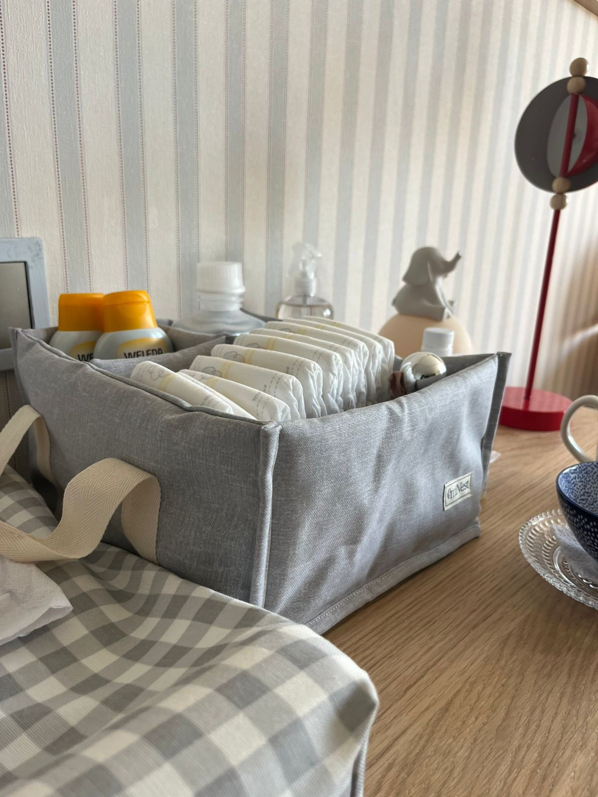 Organizador Mudador Gris Liso