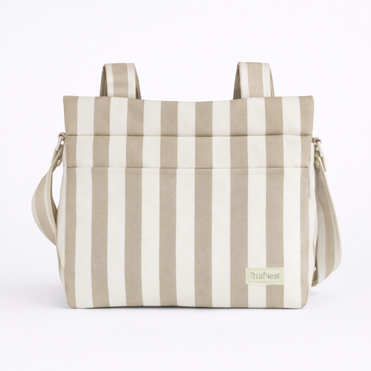 Bolso Clásico Rayas Beige