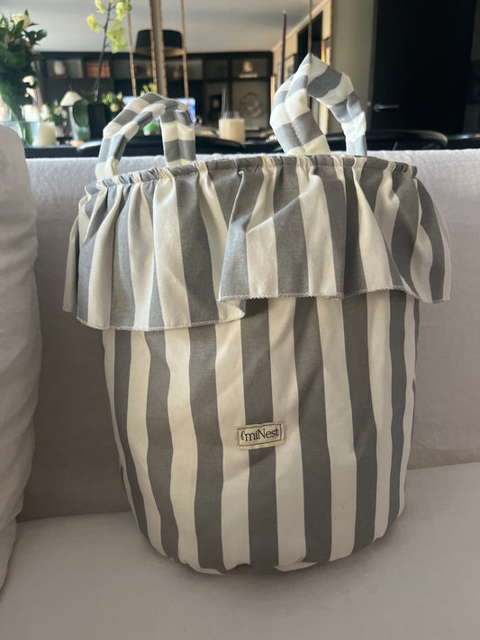 Bolso canasto rayas gris Garage
