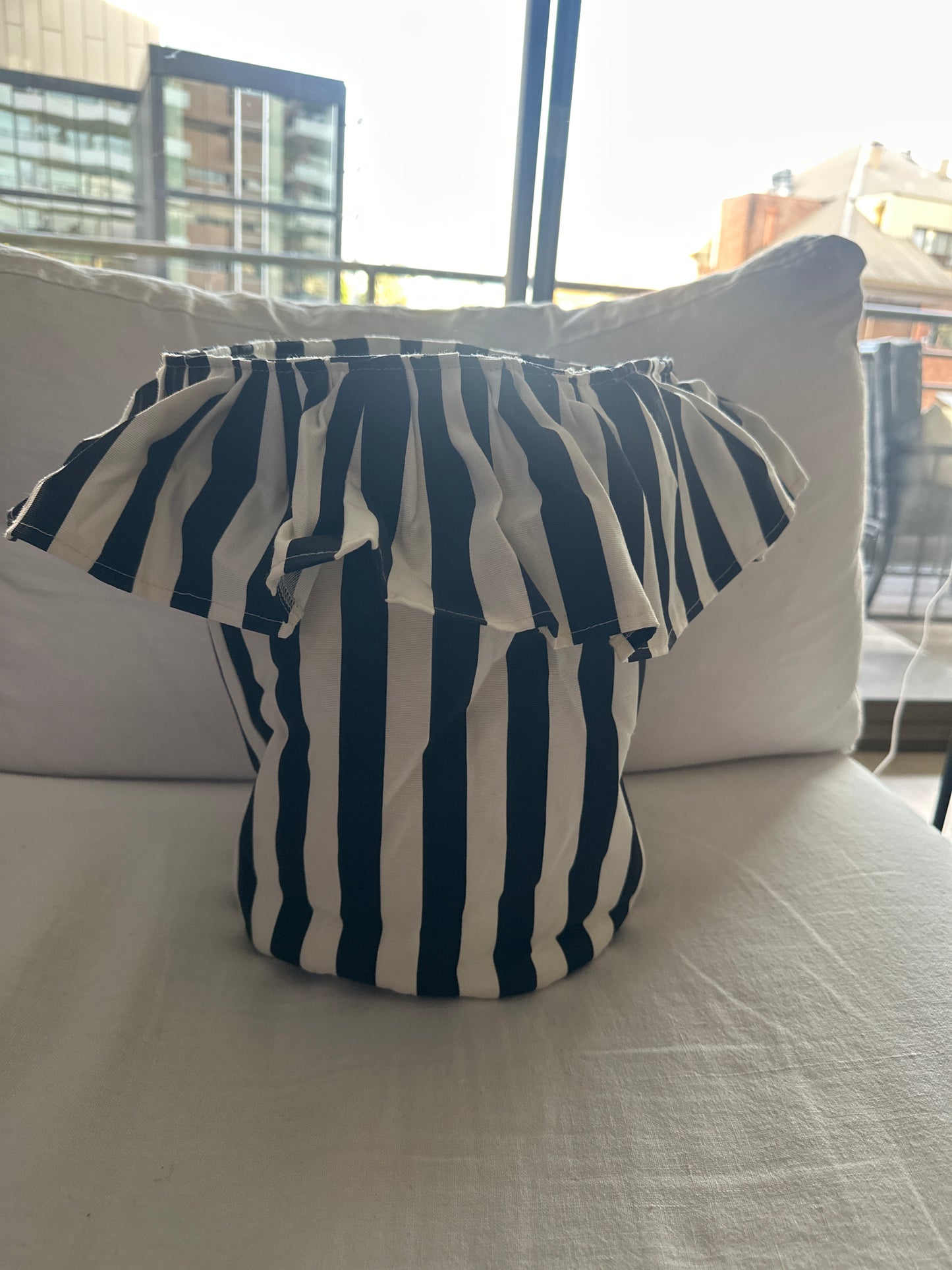 Bolso canasto rayas negras