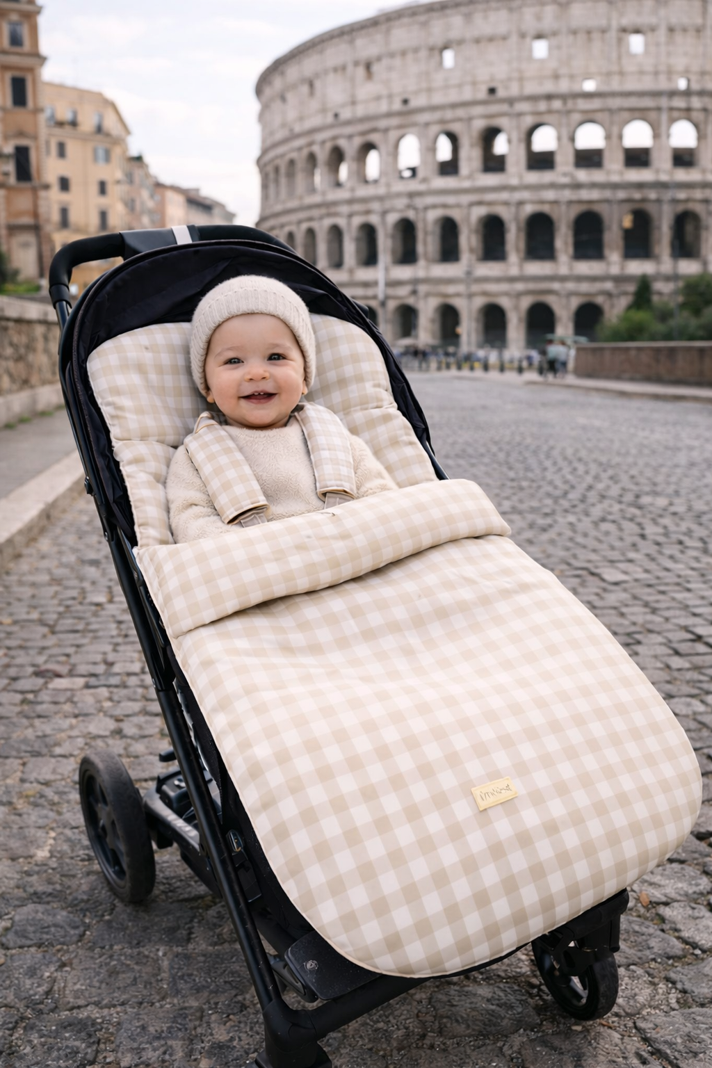 Saco de invierno para silla vichy beige
